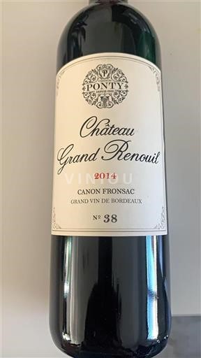 Vin Rouge sec Château Grand Renouil 2014 France Bordeaux Canon-Fronsac AOC