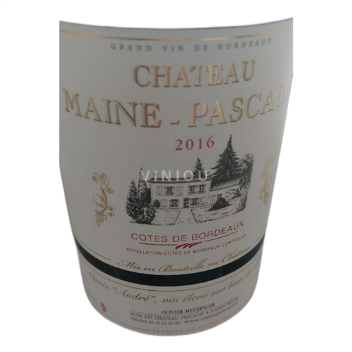 Bordeaux Ospecificerad Château Maine Pascaud Icke årgångsbetecknad