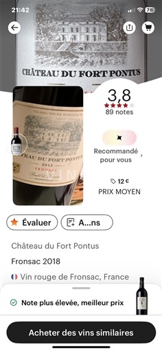 Bordeaux Fronsac Château Fort Pontus 2018