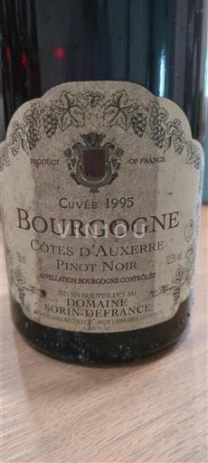 Burgundy Burgundy Côtes d'Auxerre Sorin De France 1995