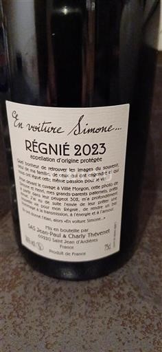 Beaujolais Régnié Sas Jean-paul & Charly Thévenet En voiture Simone 2023