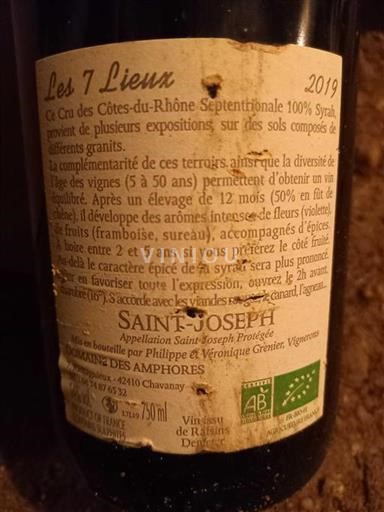 Rhônen laakso Saint-Joseph Domaine Des Amphores Les 7 Lieux 2019