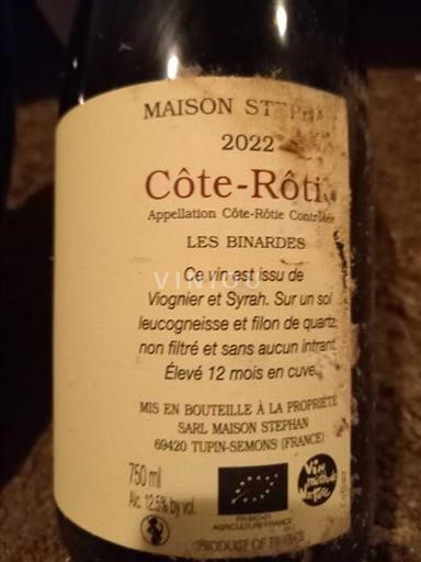 Rhône Valley Côte-Rôtie Maison Stephan Les Binardes 2022