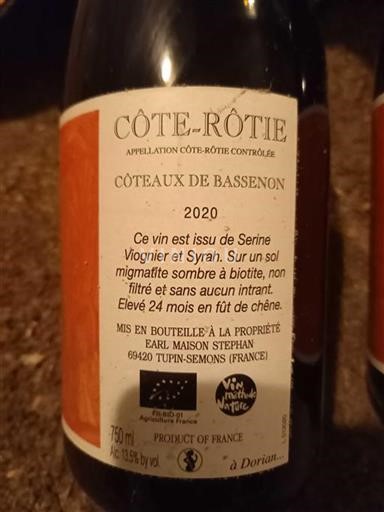 Rhône Valley Côte-Rôtie Maison Stephan Coteaux de Bassenon 2020