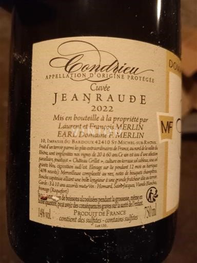 Vale do Ródano Condrieu Domaine Merlin François Jeanraude 2022