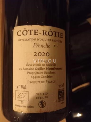 Rhône-dalen Côte-rôtie Guillermontabonnet Prénelle 2020