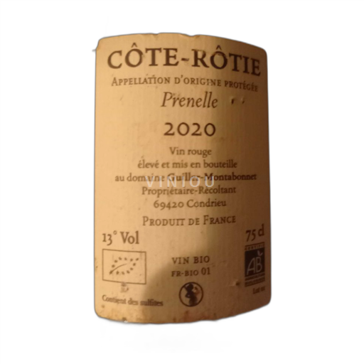 Vin Rouge sec Prénelle Guiller-Montabonnet 2020 France Vallée du Rhône Côte-rôtie AOC