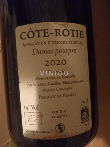 Rona dolina Côte-rôtie Sarl Guiller-montabonnet Damas pourpre 2020