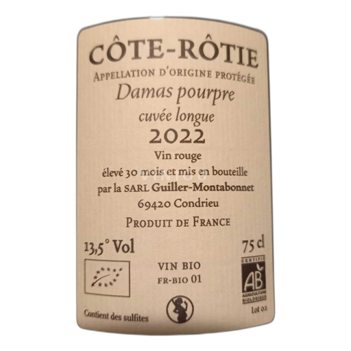 Rona dolina Côte-rôtie Sarl Guiller-montabonnet Damas pourpre 2022
