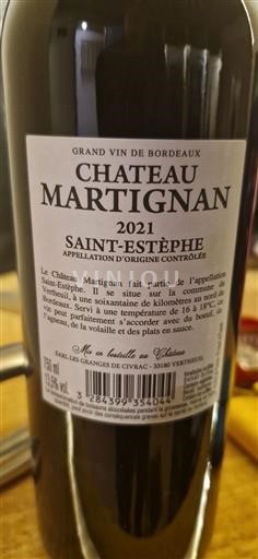 Burdeos Saint-Estèphe Château Martignan 2021