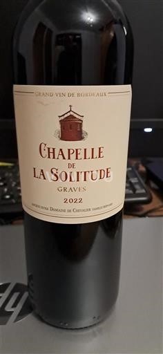 Vin Rouge sec Chapelle de la Solitude 2022 France Bordeaux Graves AOC