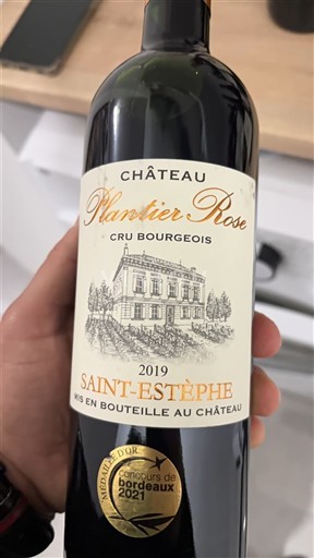 Vin Rouge sec Château Plantier Rose 2019 France Bordeaux Saint-Estèphe AOC Cru Bourgeois