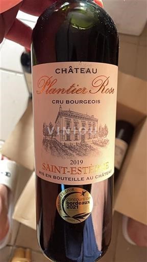 Vin Rouge sec Château Plantier rose 2019 France Bordeaux Saint-Estèphe AOC Cru Bourgeois