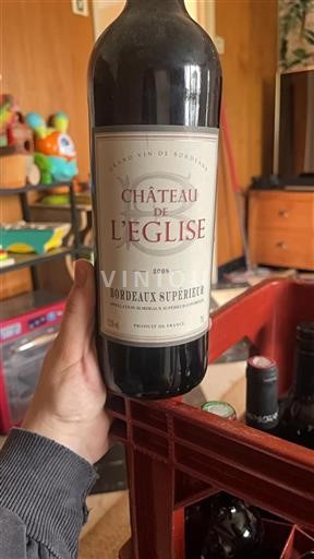 Vin Rouge sec Domaine L'église 2008 France Bordeaux Bordeaux supérieur AOC