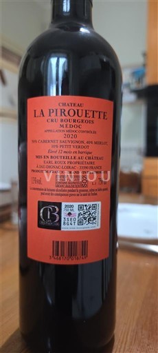 Bordeaux Médoc Cru Bourgeois Château La Pirouette 2020