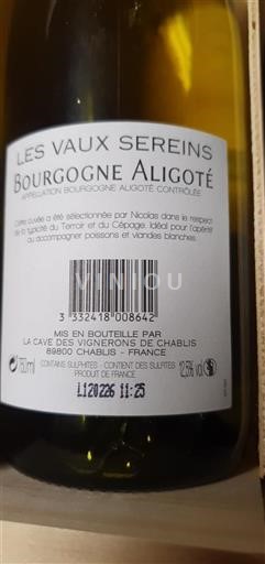Burgundy Bourgogne Aligoté La Cave Des Vignerons De Chablis Les Vaux Sereins Non-Vintage