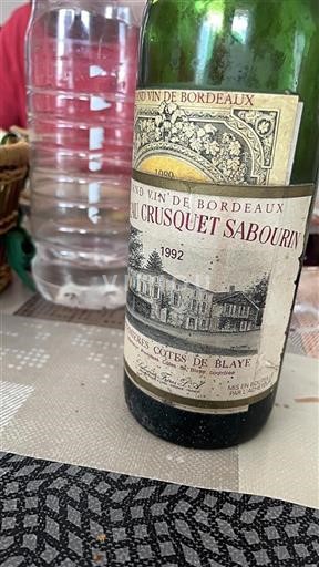 Bordeaux Määrittelemätön Château Crusquet Sabourin 1992