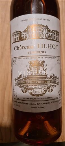 Bordeaux Sauternes Château Filhot 1989