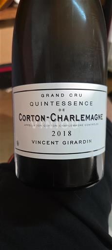 Bourgogne Corton-charlemagne Grand Cru Vincent Girardin Quintessence 2018