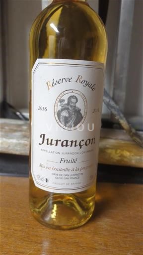 Vin Blanc sec Réserve Royale Cave de Gan 2016 France Sud-Ouest Jurançon AOC