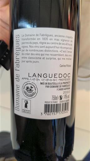 Langvedok Languedoc Domaine Fabrègues 2022