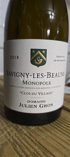 Bourgogne Savigny-lès-Beaune Domaine Julien Gros Clos du Village 2018