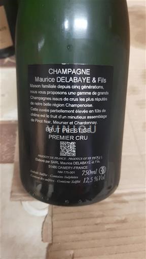 Champaña Champán Premier Cru Maurice Delabaye & Fils Brut Prestige Sin añada