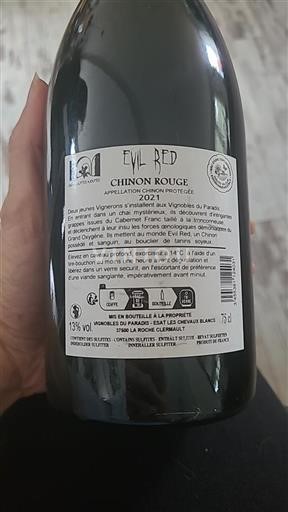 Loire Valley Chinon Vignobles Du Paradis Evil Red 2021