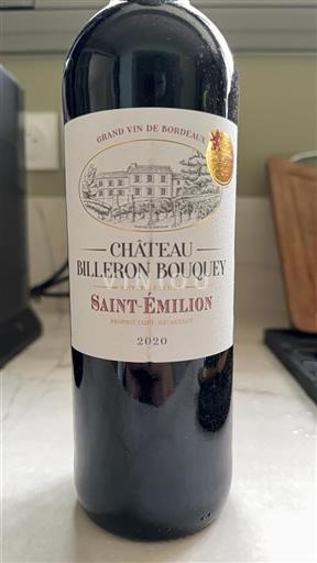 Bordeaux Saint-Émilion Grand Cru Château Billeron Bouquey Lescure 2020