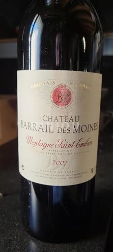 Bordeaux Montagne-saint-émilion Château Barrail Des Moines 2007