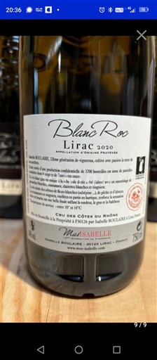 Rhône-dalen Lirac Mas Isabelle Blanc Roc 2020