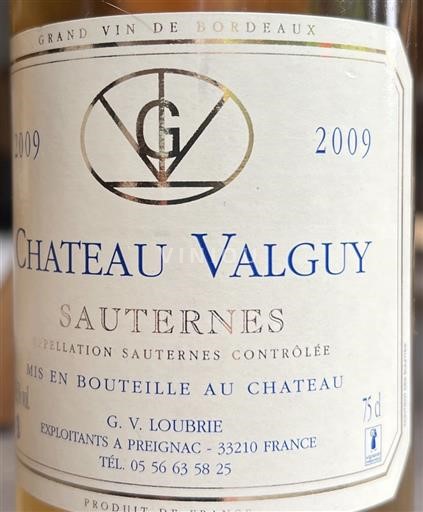Bordéus Sauternes Château Valguy 2009