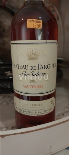 Bordeaux Sauternes Château Fargues 2003