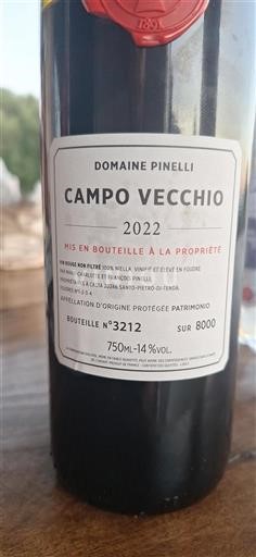 Vin Rouge sec Campo Vecchio Domaine Pinelli 2022 France Corse Patrimonio AOC