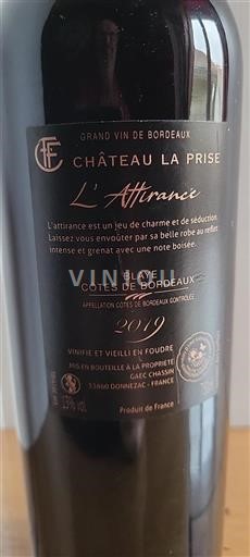Burdeos Blaye-Côtes de Burdeos Château La Prise L'Attirance 2019