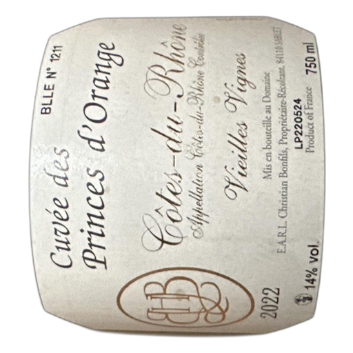 Údolí Rhôny Côtes-du-Rhône Christian Bonfils des Princes d'Orange 2022