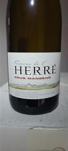 Sydväst Côtes de Gascogne Réserve De L'herré Gros Manseng Icke årgångsbetecknad