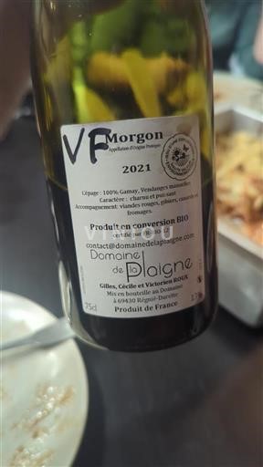 Beaujolais Morgon Domaine Plaigne VF 2021
