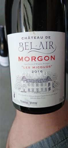 Vin Rouge sec Les Micouds Domaine Bel-Air 2016 France Beaujolais Morgon AOC