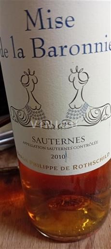 Bordeaux Sauternes Baron Philippe De Rothschild Mise de la Baronnie 2010