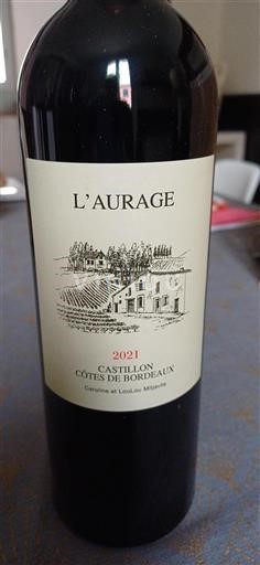 Bordeaux Castillon Côtes de Bordeaux L'aurage 2021