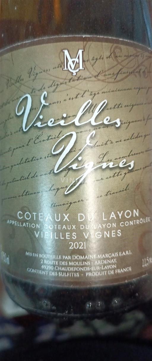 Vallée de la Loire Coteaux-du-layon Marçais Vieilles Vignes 2021