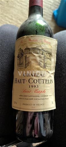 Vin Rouge sec Château Haut-Coutelin 1993 France Bordeaux Saint-Estèphe AOC