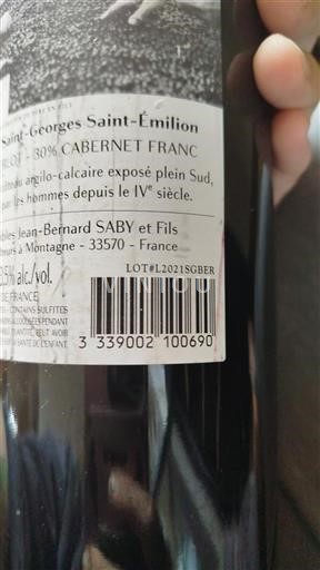 Bordeaux Saint-Georges-Saint-Émilion Jean-bernard Saby Et Fils 2021