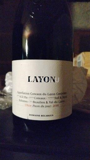 Vin Rouge sec Paon du jour Domaine Belargus 2018 France Vallée de la Loire Coteaux-du-layon AOC