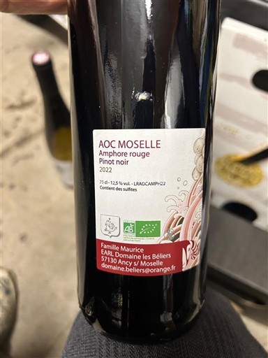 Lotharingen Mosel Domaine Les Béliers Amphore rouge 2022