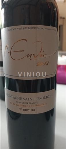 Bordeaux Montagne-Saint-Émilion Franck Despagne L'Envie 2014