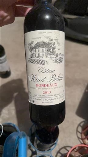 Vin Rouge sec Château Haut Belair 2013 France Bordeaux AOC
