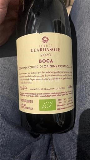 Vin Rouge sec Tenute Guardasole 2020 Italie Piémont Boca DOC