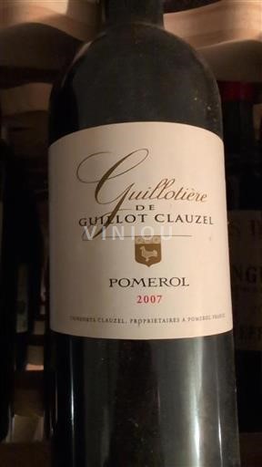 Bordéus Pomerol Guillot Clauzel Guillotière 2007